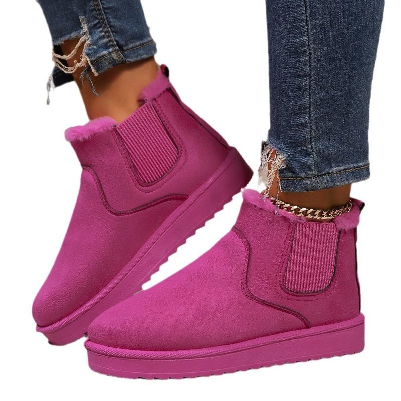Fashion Big Size Snow Boots Women 2024 New Thickened and Fleece Winter Fashion Warm Slip-on Ankle Boots Cotton