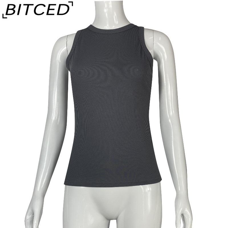 BITCED Women's Summer Solid-Colour Sleeveless Fitted Top