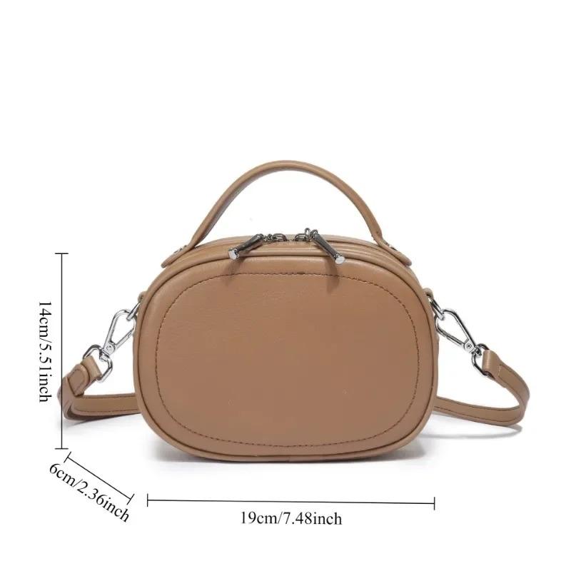 Women's Genuine Leather  Small Shoulder Purse Lightweight Round Crossbody Bag, Shell Bag Design with Phe/Coin Pocket for Daily