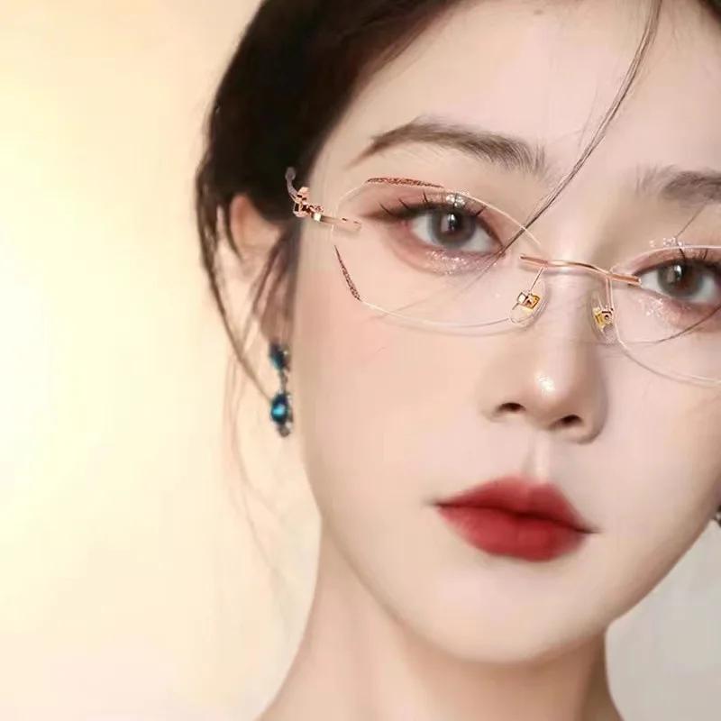 Diamond Cut Rimless Reading Eyewear Anti Blue Light High-definition Frameless Presbyopic Glasses Starlight Sparkling Glasses
