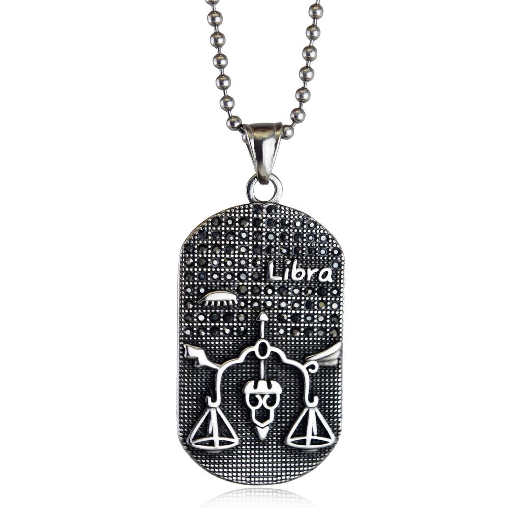 Hip Hop Mode Anhänger Punk Zwölf Sternzeichen Titanstahl Anhänger Halskette Trendy Retro Persönlichkeit Anhänger