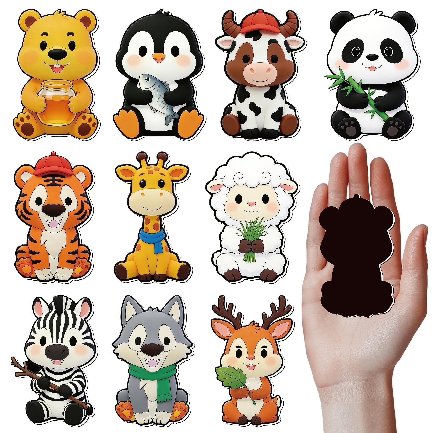 

10 animal magnets for interactive decor & learning. Durable, easy to use/clean. Sticks to fridge & metal.