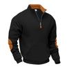 Men's Fleece Lined Color Block Zip Up Stand Collar Sweatshirt.