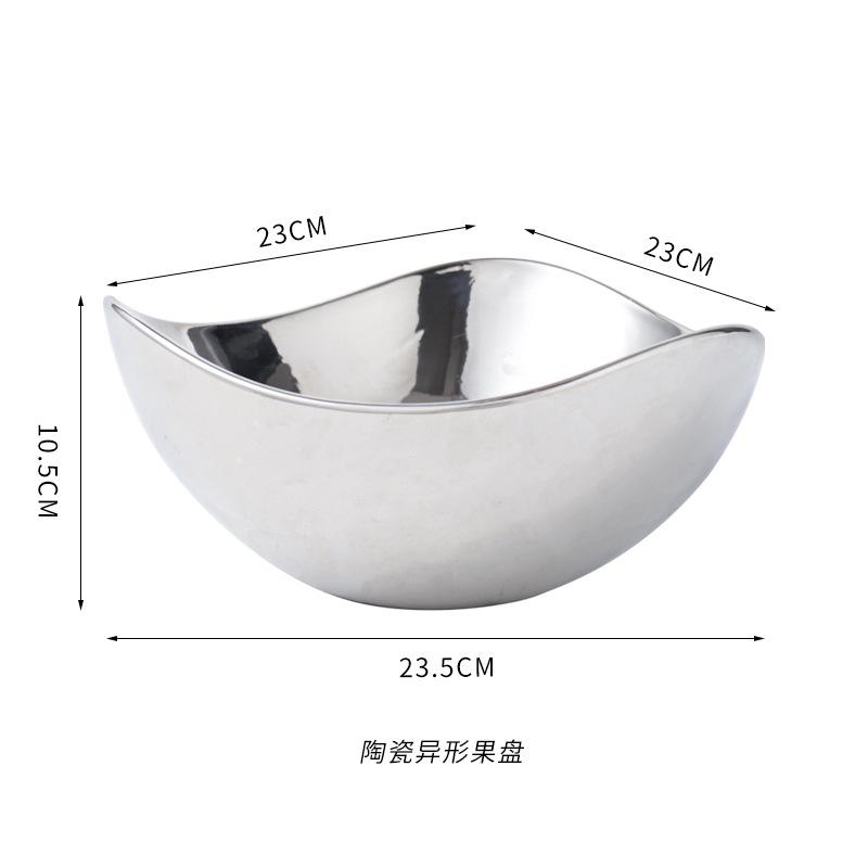 

Миска для закусок Салатница Серебряное гальваническое покрытие Керамическая тарелка для фруктов Фрукты Домашняя гостиная Тарелка для фруктов Кофейный столик