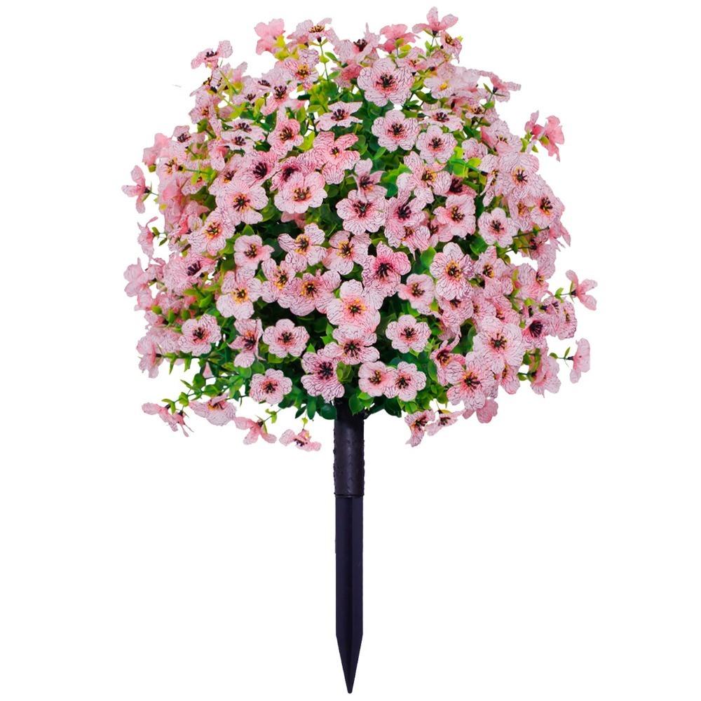 Eucalyptus Flower Artificial Fake Violet Flower Ground Stake Micro Landscaping Simulation Violet Flower Bouquet Plastic Yard Art