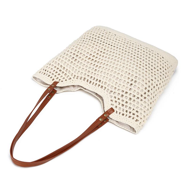 Summer Exquisite Bucket Bag Women'S Large-Capacity Summer Casual Versatile Woven Oblique Shoulder Handbag
