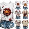 Women's Casual Halloween Print Short Sleeve T-Shirt
