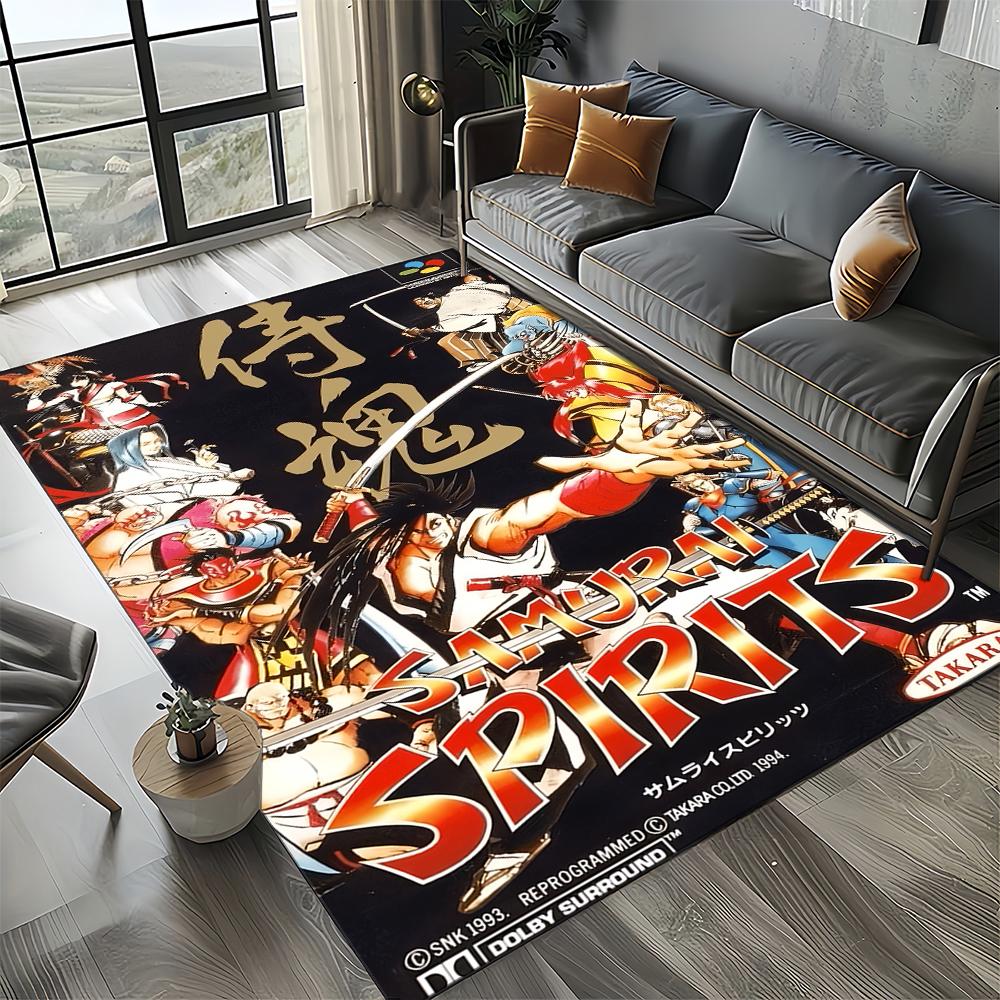 Retro Game Samurai Spirits Shodown Haohmaru Cartoon Carpet Rug for Living Room Bedroom Home Sofa Decoration,Non-slip Floor Mat