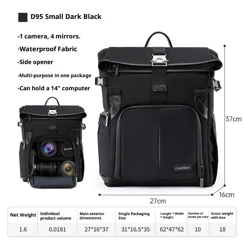 

Backpacks Tote Double-Shoulder Camera Bag Nylon Mirrorless Camera Multi-Purpose Design Storage Bag Backpacks Dark Black-S