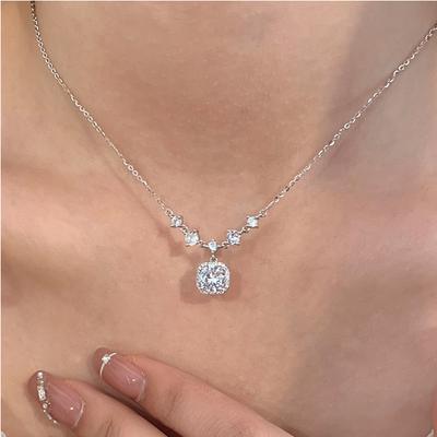 Zirkon Anhänger Halsketten für Mädchen Luxus CZ Echtschmuck Geschenk Weiblich Hochzeitsgeschenk