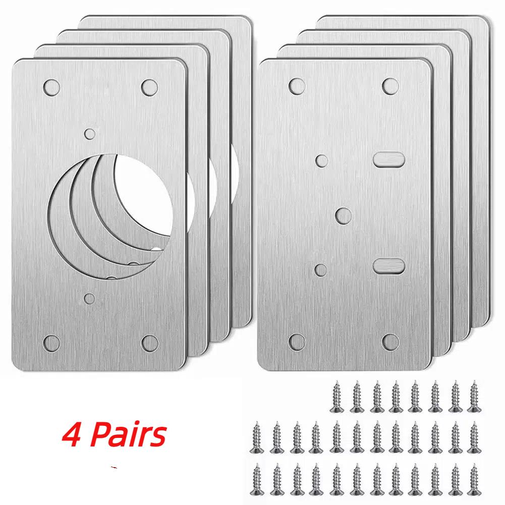 

4 пары ремонтных пластин для петель, мебельные петли для шкафа, ящика, стола, монтажный инструмент, фурнитура, фиксирующая пластина из нержавеющей стали
