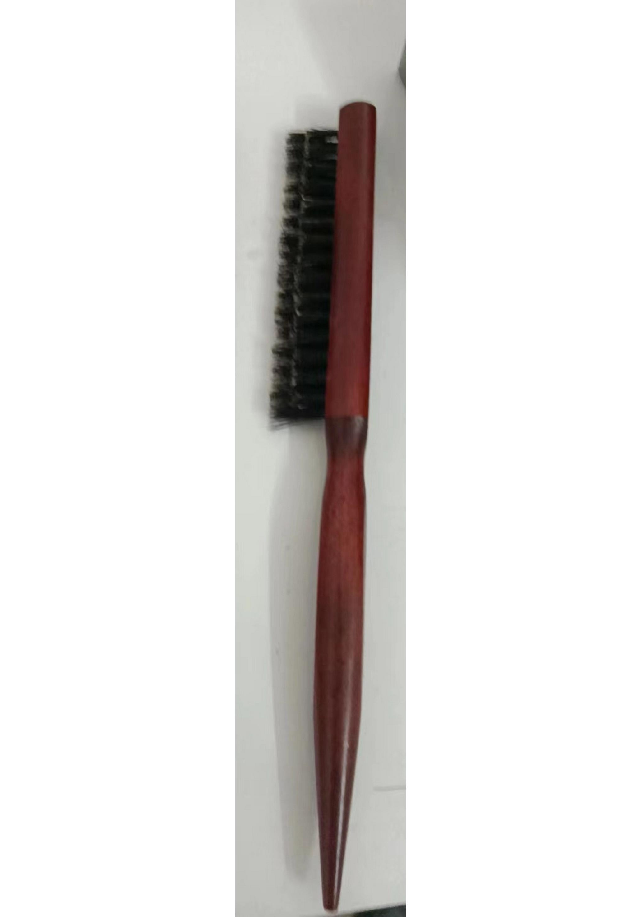 Triple-Row Wooden Pig Bristle Teasing Comb for Curly Hair Styling with Pointed Tail