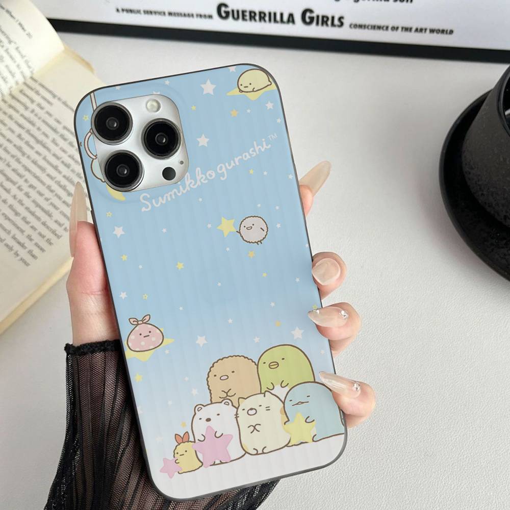 Cartoon S-sumikko Gurashi For IPhone 17 16 15 11 12 13 14 Pro Max Plus Pro Corrugated Translucent Back Phone Cover