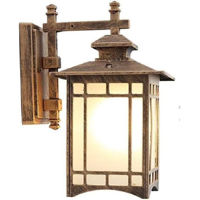 Outdoor Wall Lantern Lights Exterior Waterproof Wall Mount Vintage Bronze Barn Lamp Fixtures With Frosted Glass Rustic Farmhouse Black Outside Wall