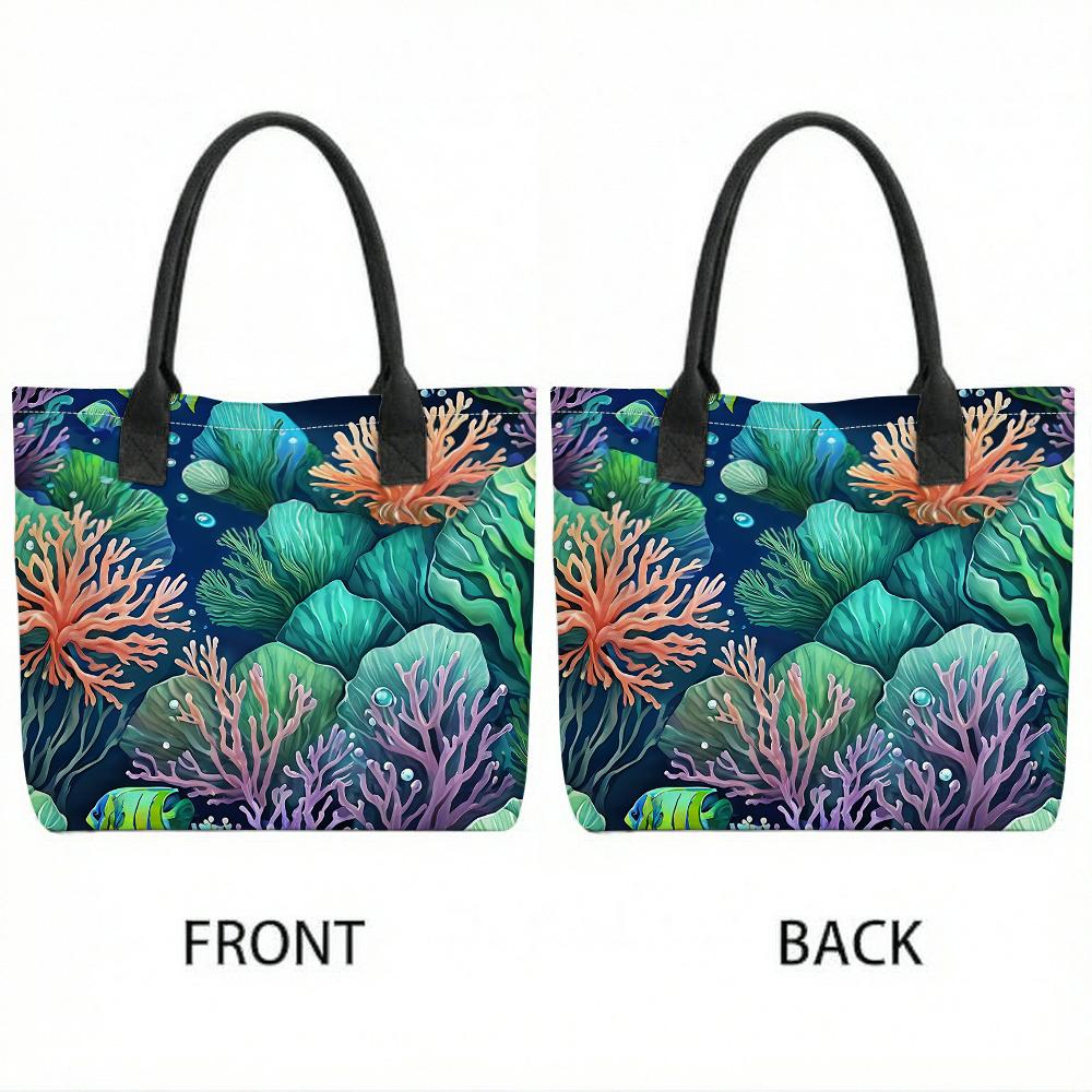  Coral Pattern Tote Bag Fashion Casual Large Capacity Handbag for Daily Use