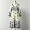 European and American Bamboo Hemp Positioning Printing Fringed Bohemian Wide Beach Vacation Dress