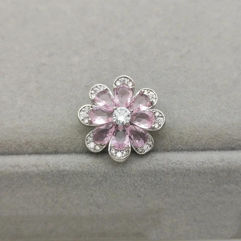 5pcs Colorful Zircon Flower Design Luxury Shank Buttons Of Clothing Elegant High Quality Shinning Rhinestone Sewing Button