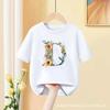 Floral AZ Kids Tshirt 26 Letters Cute ABCD Cartoon Short Sleeve Tee for Girls Summer Fashion Polyester Fabric