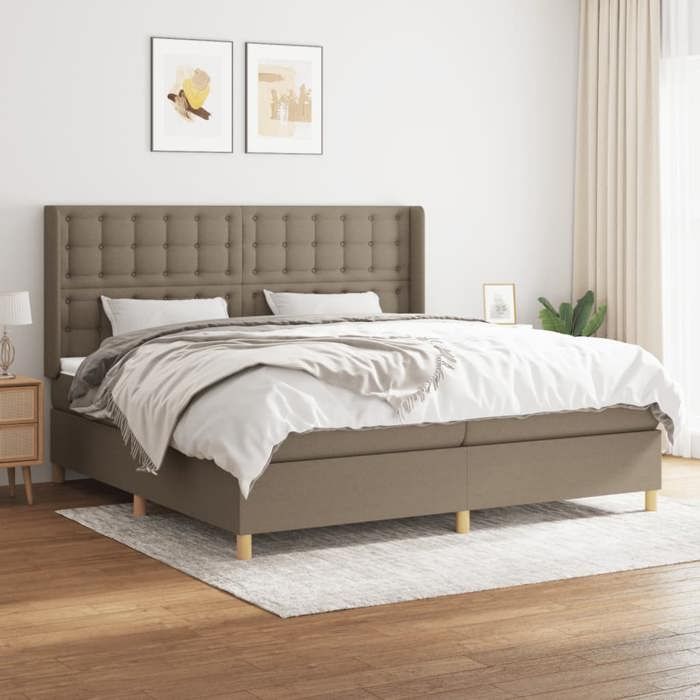 Maison Exclusive - Sommier à lattes de lit avec matelas Taupe 200x200 cm Tissu