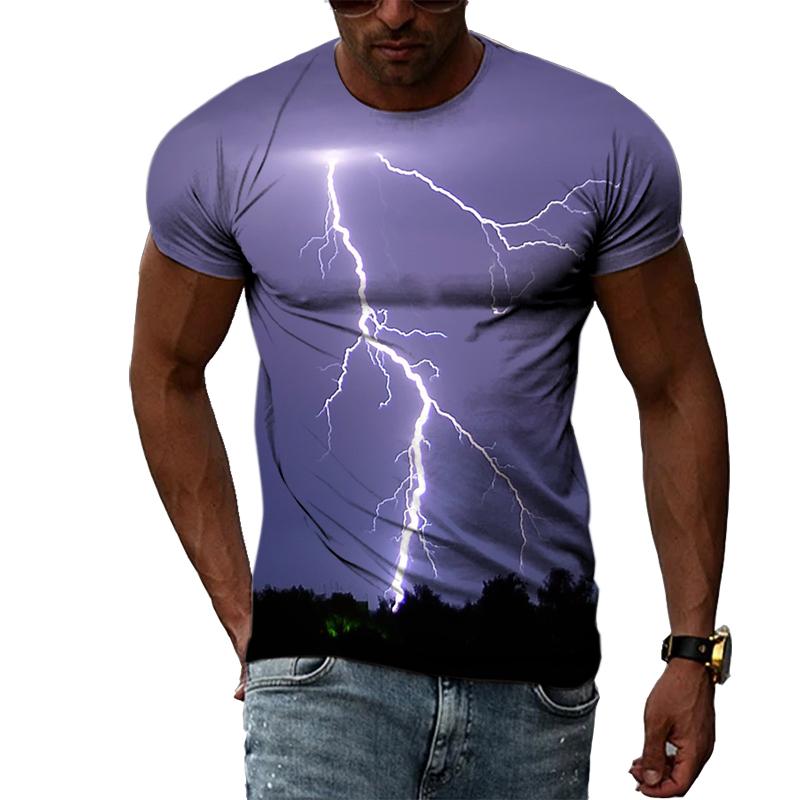 Nowa moda 3D fajna błyskawica męska koszulka letnia dorywczo ciekawy wzór t-shirty z nadrukiem osobowość Trend koszulka Harajuku
