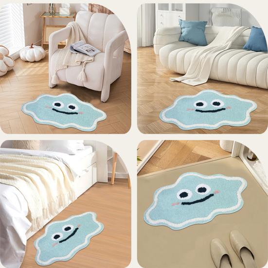 Ultra Soft Floor Mat Smiling Cloud Shape High Absorbent Thick Bath Mat Anti-Slip Design Quick Drying Bathroom Rug