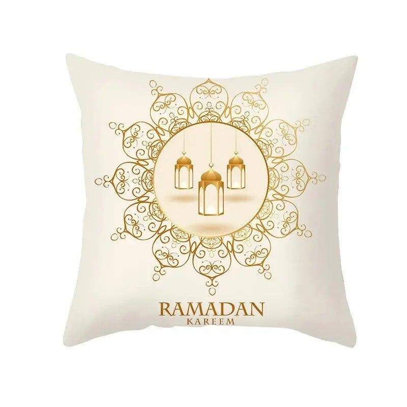 45x45 Cm Eid Mubarak Print Cushion Cover Home Living Room Sofa Decoration Square Pillow Cover