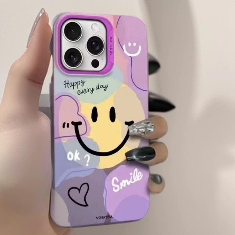 Graffiti smiley face is suitable for Apple 17Promax mobile phone case iPhone16 vitality case 15 European and American style 1413.