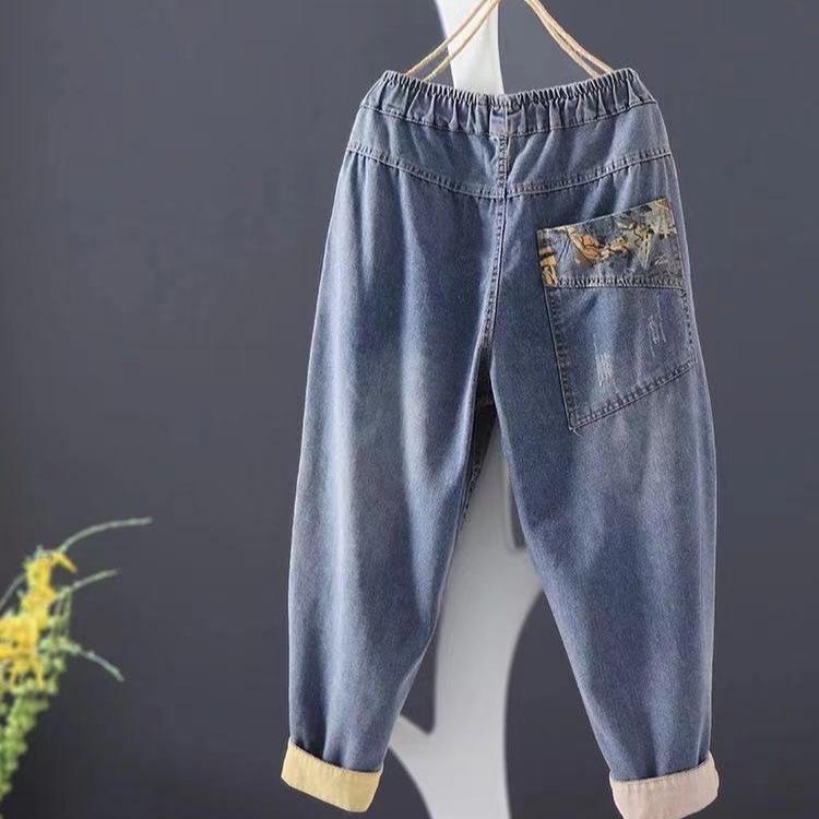 Γυναικεία casual φαρδιά τζιν μόδας Vintage στυλ Συνονθύλευμα Streetwear Γυναικείο τζιν παντελόνι Φαρδύ ευπροσάρμοστο παντελόνι χαρέμι