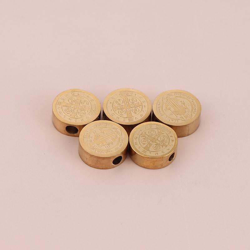 

5Pcs Stainless Steel 8Mm Cross Jesus Loose Beads Spacer Beads Bulk For Necklace Bracelet Making Diy Handmade Jewelry Accessories золотой