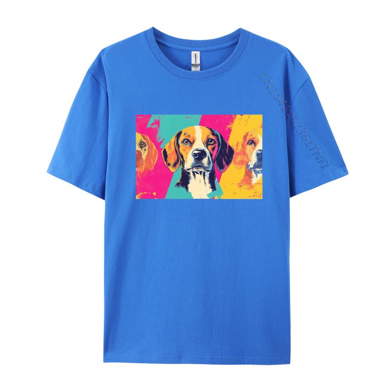 Beagle Art Tshirt Art Style Pet Companion Printed Animated Tshirt Top Tshirts for Men Graphic Tee Cotton