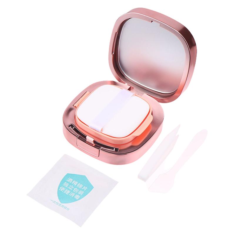 Refillable Air Cushion Compact - Square Empty Makeup Case with Mirror & Sponge for Cosmetics