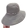 Women's Korean-Style Foldable Striped Summer Bucket Hat with Long Brim for Sun Protection - Fashionable, Large Head Circumference
