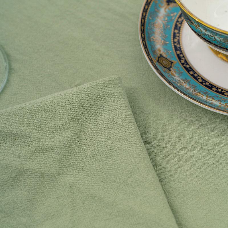 Farmhouse Style Household Tablecloth, Wedding Party, Holiday Kitchen Tablecloth, Soft Pleated Texture Green Tablecloth