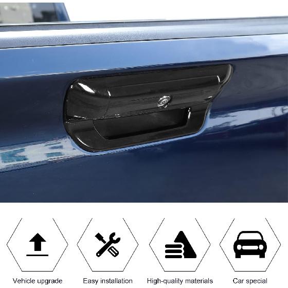 RT-TCZ Rear Trunk Door Tailgate Handle Cover Trim Decoration Accessories for 2018 2019 2020 2021 2022 Dodge Ram 1500 (Black)