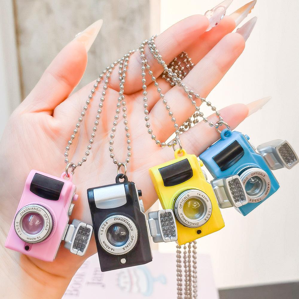 Vintage Camera Pendant Necklace Punk Jewelry for Women Man Light Glowing Chains Jewelry Accessory