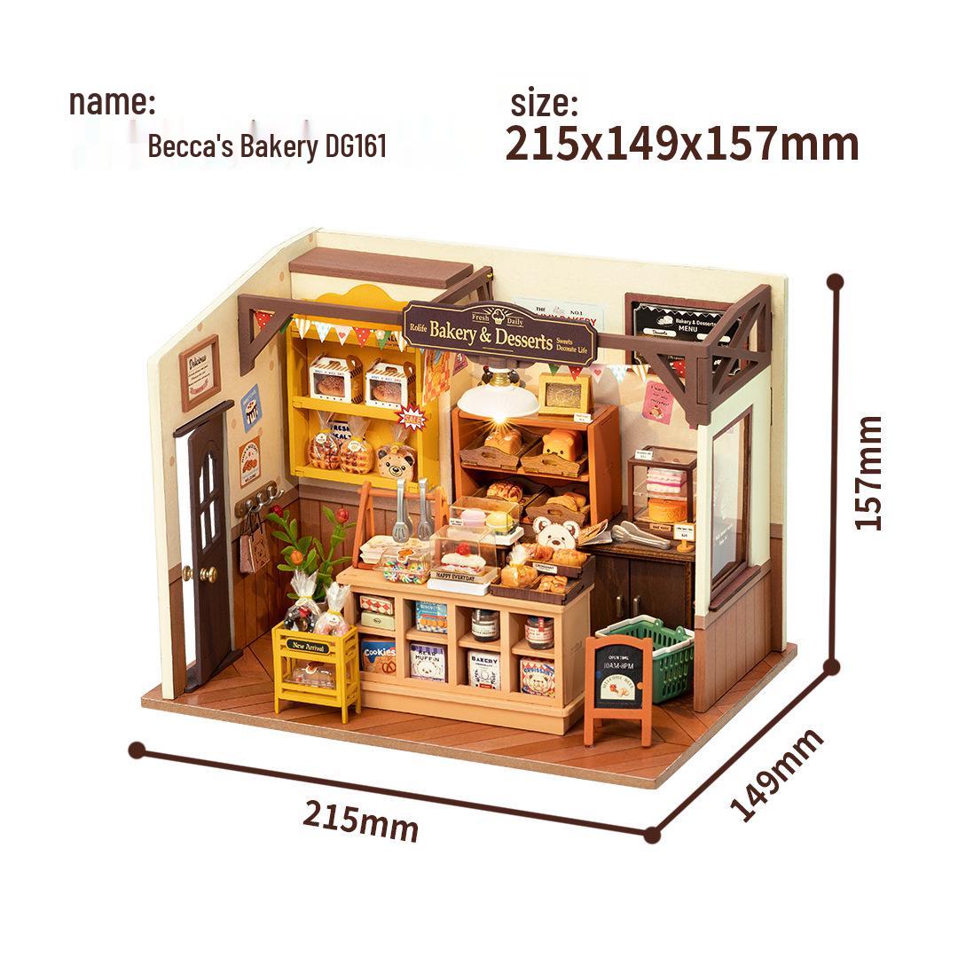 

Миниатюрная пекарня Ребекки, деревянный 3D-пазл, игрушечный домик для самостоятельной сборки
