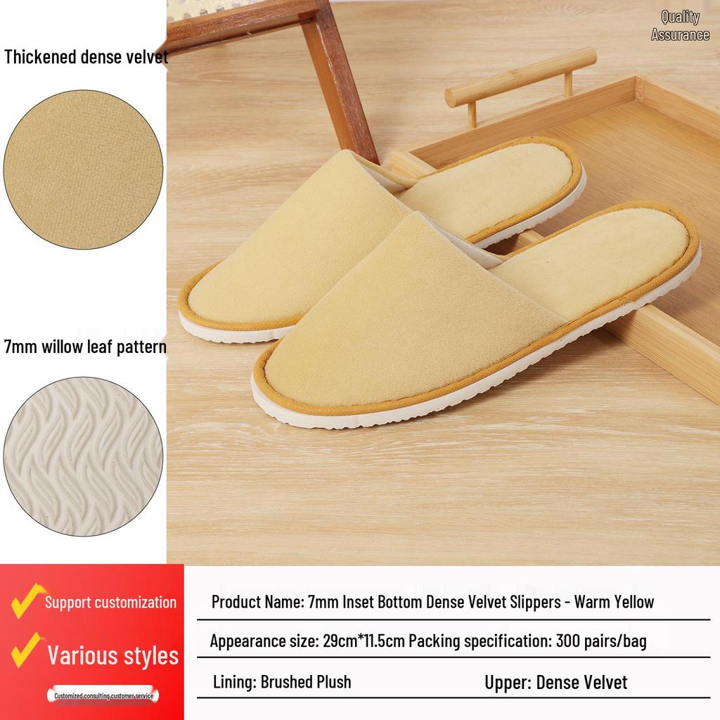 Luxusní pratelné protiskluzové pantofle z perlové bavlny pro hotelové a domácí hosty