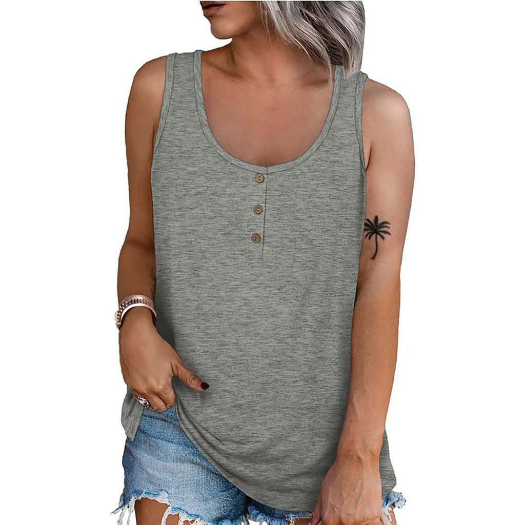 Women Summer 2022 Sleeveless Casual Solid Color O-Neck T-Shirt Tops Blouse