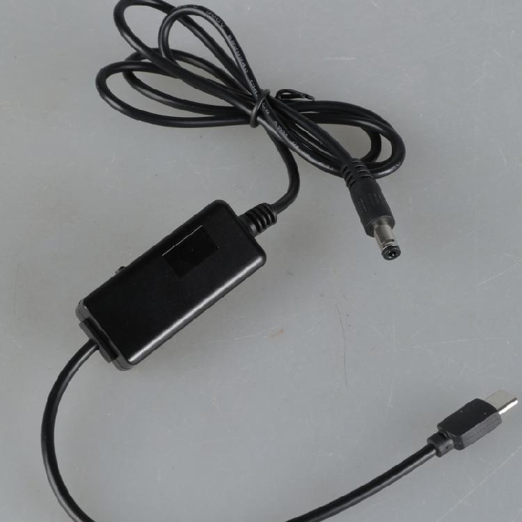 Digital Display USB Type C to DC5521 Power Cable Adjustable Voltages 5V 9V 12V 15V 20V for Multiple Gadgets 118cm Black