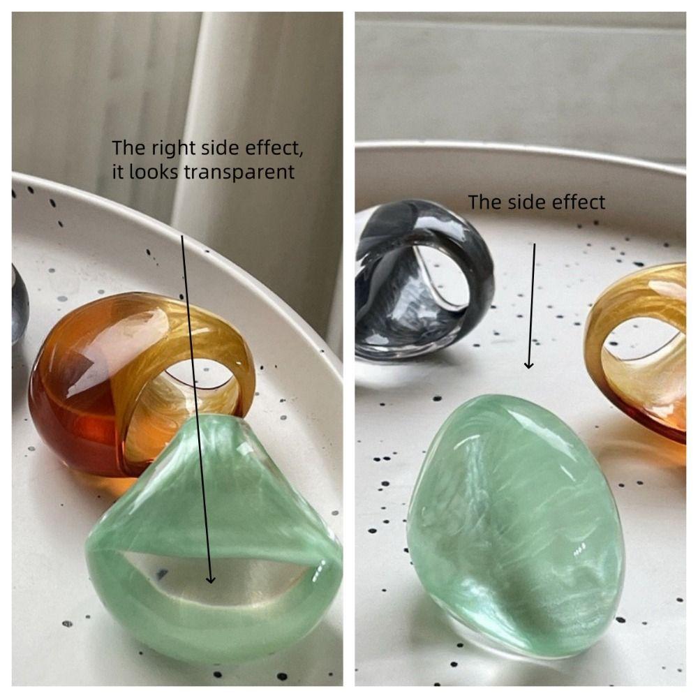 Geometry Resin Oval Rings Vintage Women's Jewelry Unique Exaggerated Ring  Winter
