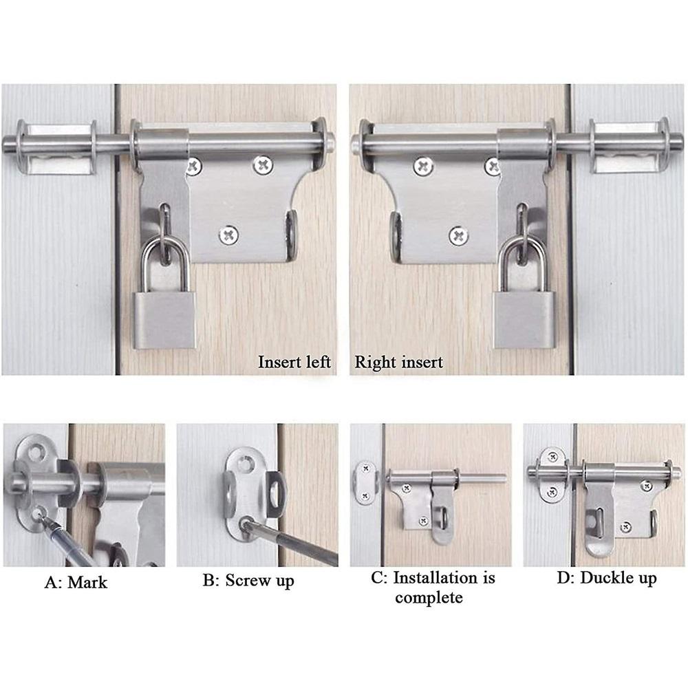 Sliding Door Latch Bolt Latch Thickened Stainless Steel Solid Durable With Hole12cm (1pcs)