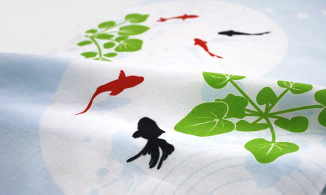 Dyeing Anbo Hand Towel "Goldfish View" Authentic Dyed 100% Cotton Tokuoka Made in Japan 35cm x 100cm