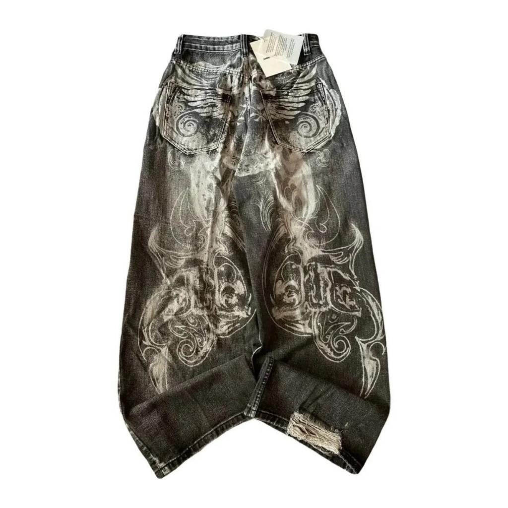 Y2K High Street Dark Fashion Gothic Unisex Jeans American Harajuku Baggy Straight Pants Hip Hop Rock Trend Wide Pants