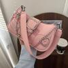 A Stylish Y2K Pink Crossbody Bag with a Chain Pendant - a Sweet and Cool Style Crossbody Bag, Perfect for Both School and Everyday Commuting.