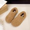 Fashion Beige Platform Plush Flats Women's 2025 Autumn Winter Soft Sole Outdoor Slip On Cotton Shoes Comfortable Casual Shoes