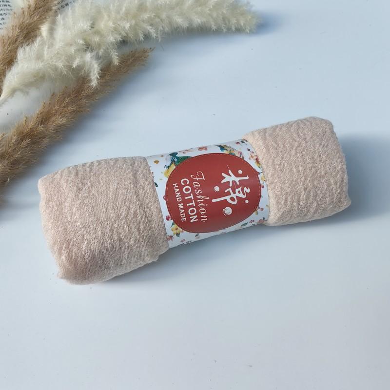 62-122 Colors Crinkle Cotton Underscarf Pleated Pompom Plain Hijab With Tassels Islamic Turban Warp