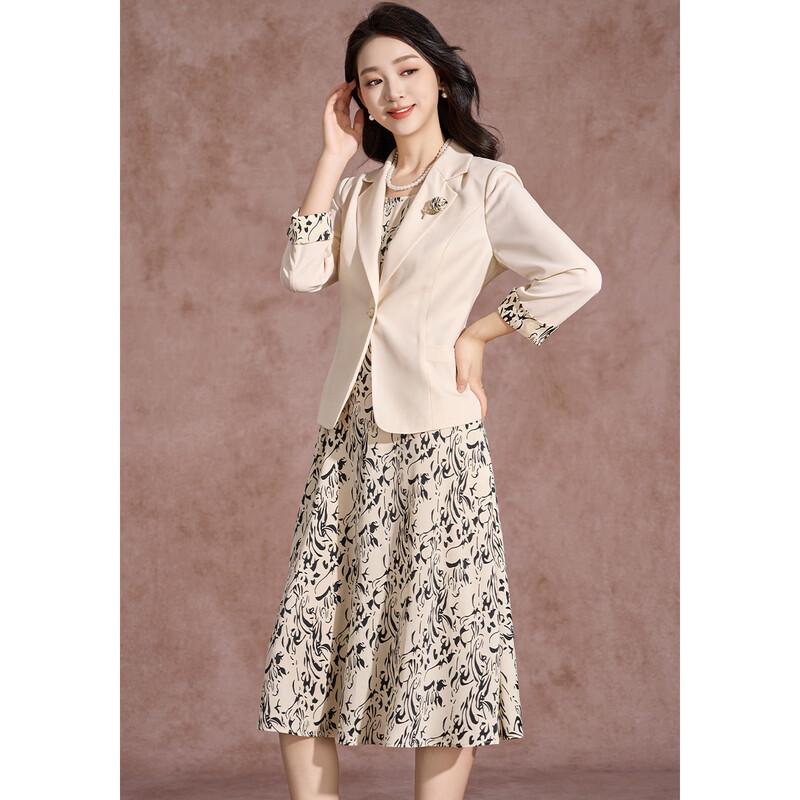 Elegantes Damen-Business-Blazer- und Blumenkleid-Set