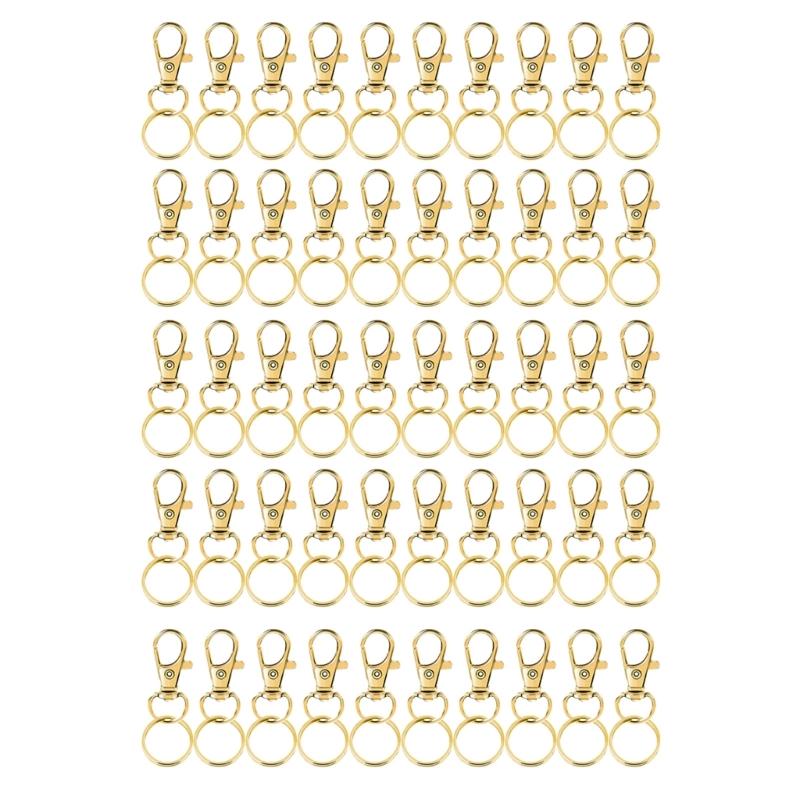 100Pcs Metal Swivel Lobster Claw Clasps Swivel Lobster Clasps with Large Rings Metal Keychain Making Accessories