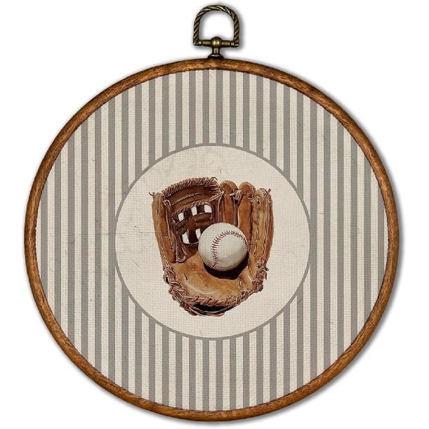 KSDUT Vintage Baseball Wall Art Decor - Retro Sports Trendy Wall Art Canvas Frame Hanging Prints, Nursery Sports Gallery Round Wall Art Decor for baseball