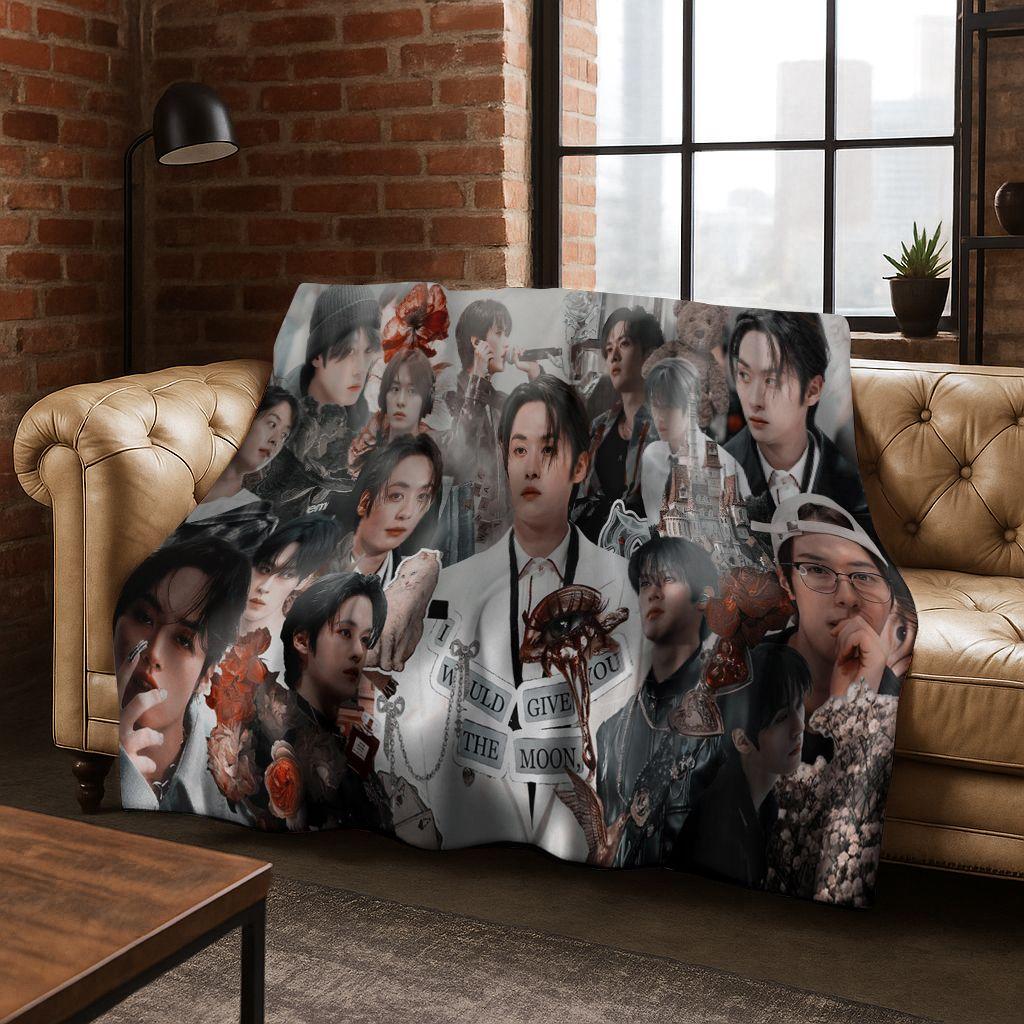 Druk 3D Stray Kids Gwiazda Kpop Lee Know Koc Flanelowy Miękki Ciepły Koc do Sypialni Salonu Łóżka Podróży Kempingu Pikniku Prezent